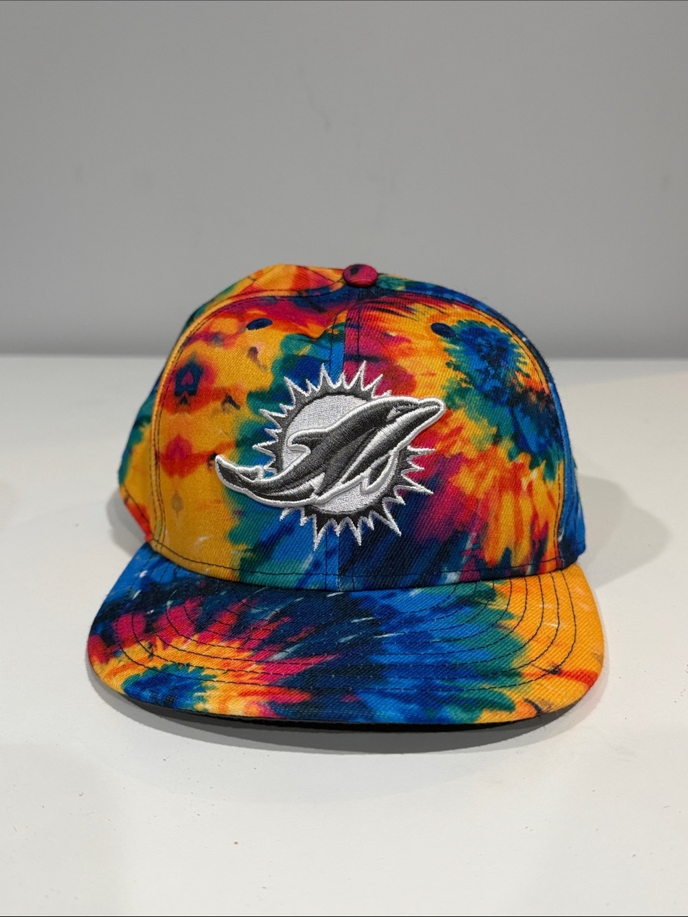 Miami Dolphins Crucial Catch Cancer Tie-Dye Snapback Hat - Multicolor